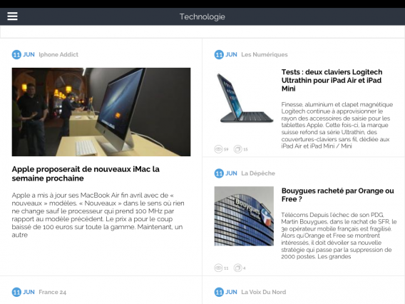 Newscron un agrégateur de news élégant et en français