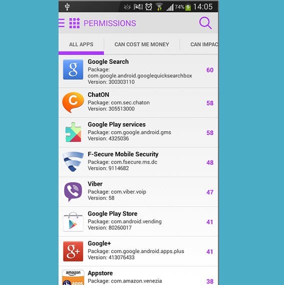 F-Secure App Permissions donne une note à chaque appli selon les permissions sollicitées