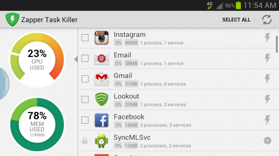 Zapper Task Killer & Manager: fermez les applis indésirables