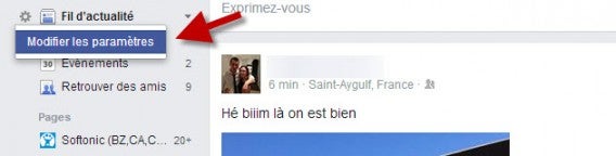 Facebook changer la configuration