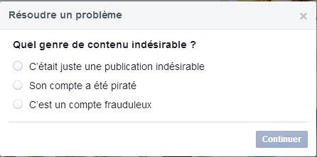 Facebook dénoncer un contenu suspect