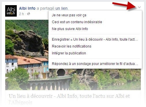 Facebook une marque à droite des publications