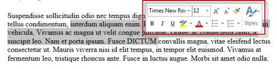 Menu sélection Word Menu sélection Word