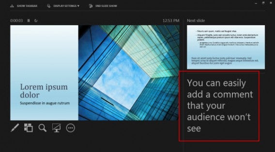 Presenter view with note Presenter view with note