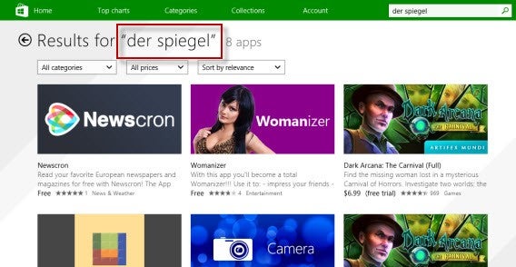 Windows Store recherche