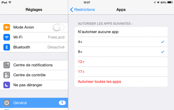 iPad - contrôle parental contrôle apps