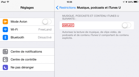 iPad - contrôle parental explicite