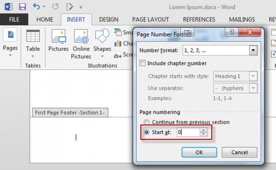 Page Number Start at 0