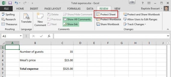 Review Protect the sheet Excel Review Protect the sheet Excel