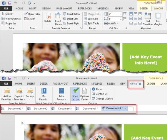 Word with or without Office Tabs Word with or without Office Tabs
