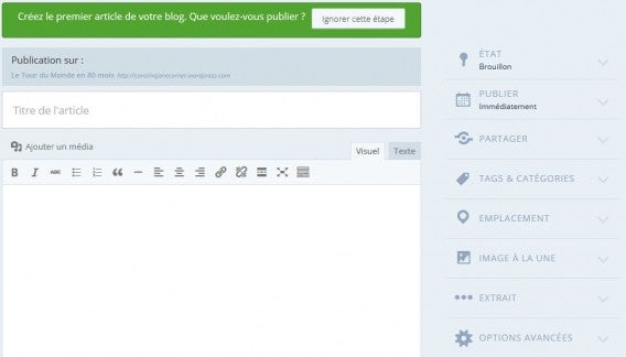WP éditer son premier post