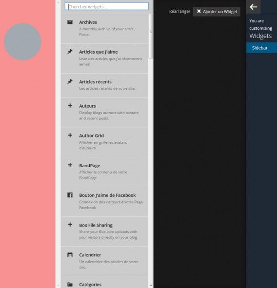 WP: choix des widgets