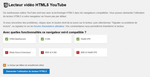 lecteur vidéo HTML5 YouTube