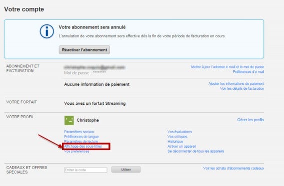 Netflix : Affichage des sous-titres