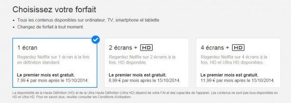 Netflix Les tarifs