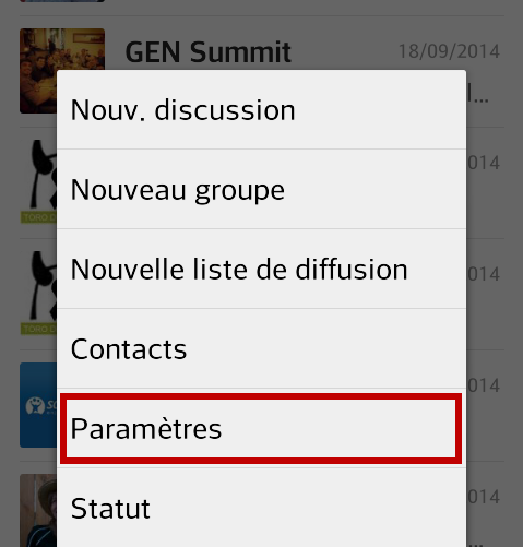 WhatsApp - paramètres