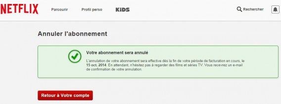 confirmation désabonnement Netflix