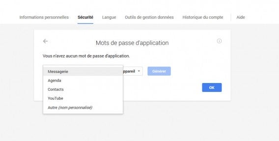 mot de passe d'appli - étape 3