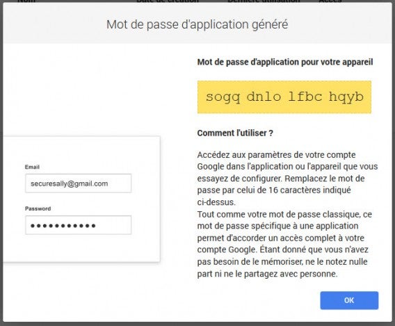 mot de passe d'appli - étape 5