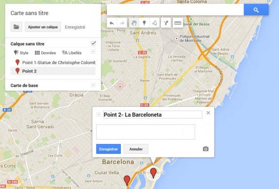 Premier itinéraire-premier calque sur My Maps