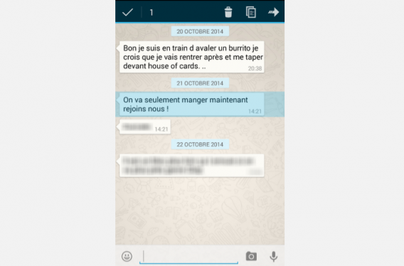 WhatsApp 2-Appuyez sur la bulle à supprimer
