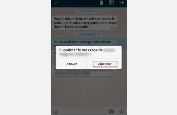 WhatsApp 4-Tapez sur Supprimer