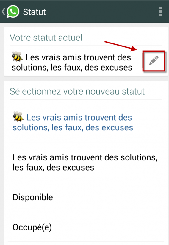 3-WhatsApp changer le statut