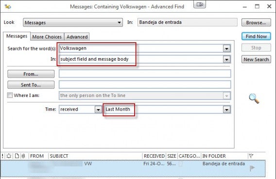 Outlook Advanced find messages