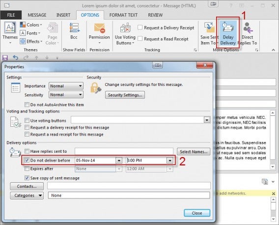 Outlook Delay delivery
