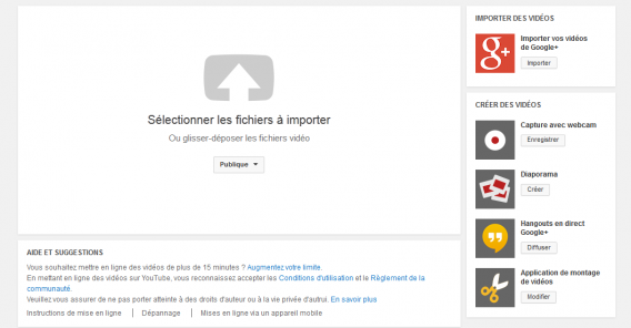 Youtube sélectionner les fichiers à importer
