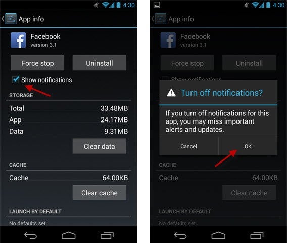 Désactiver les notifcations sur Android 4