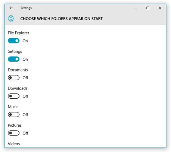 Eléments à ajouter au menu démarrer