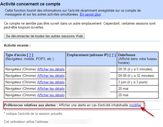 Gmail dernière visite détails2