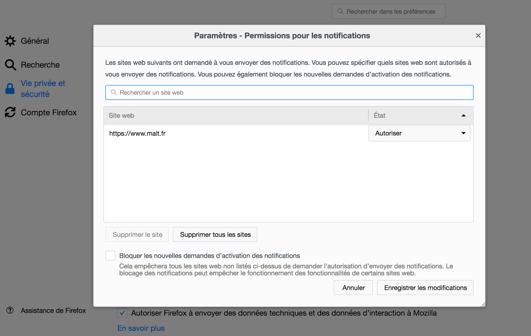 Comment désactiver les notifications push Firefox 02