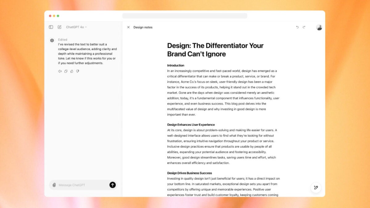 ChatGPT Canvas est désormais disponible pour tous : de quoi s’agit-il et comment l’utiliser ?