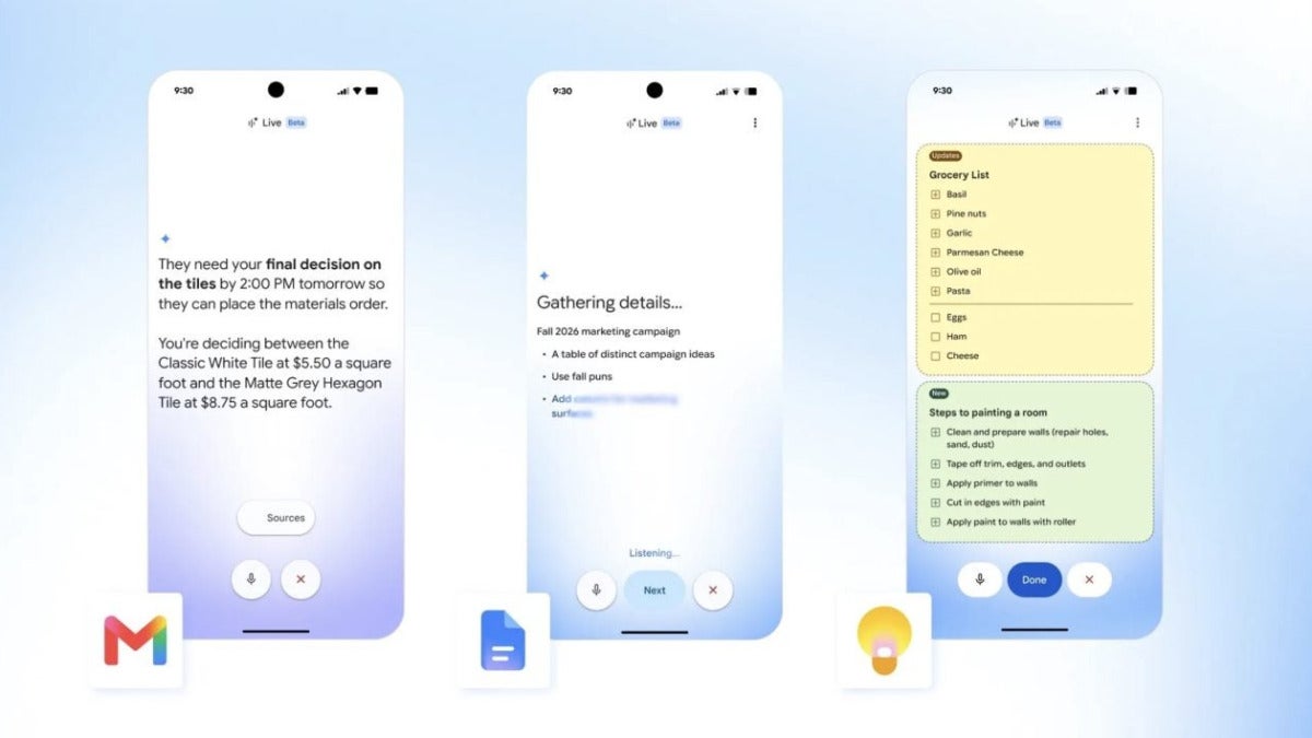 Google lance Gmail Live : Gemini arrive en version vocale dans Gmail, Docs et Keep