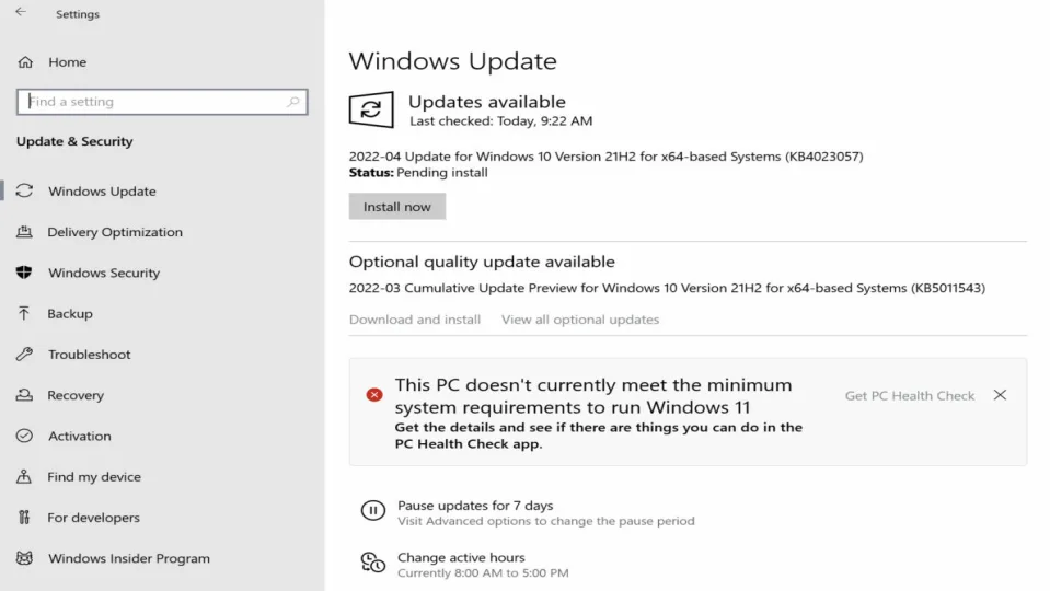 Las actualizaciones de seguridad de Microsoft Windows de abril de 2022