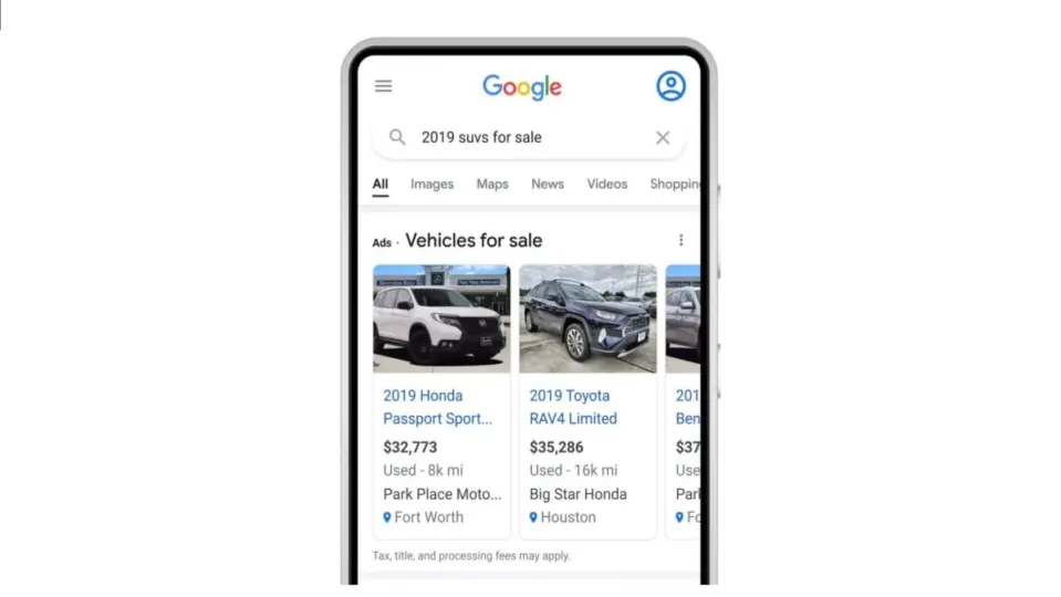Google Ads is adding a new ‘vehicle ads’ format to show nearby car sales