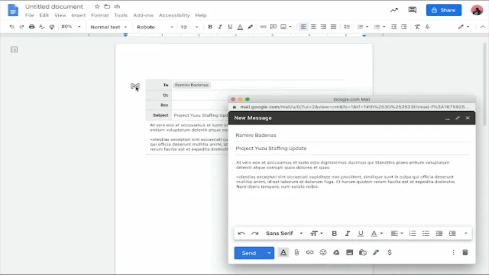 You can soon make email drafts directly on Google Docs