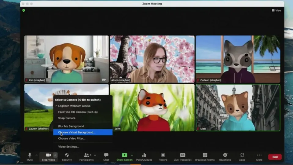 You can now don an animal avatar in Zoom meetings