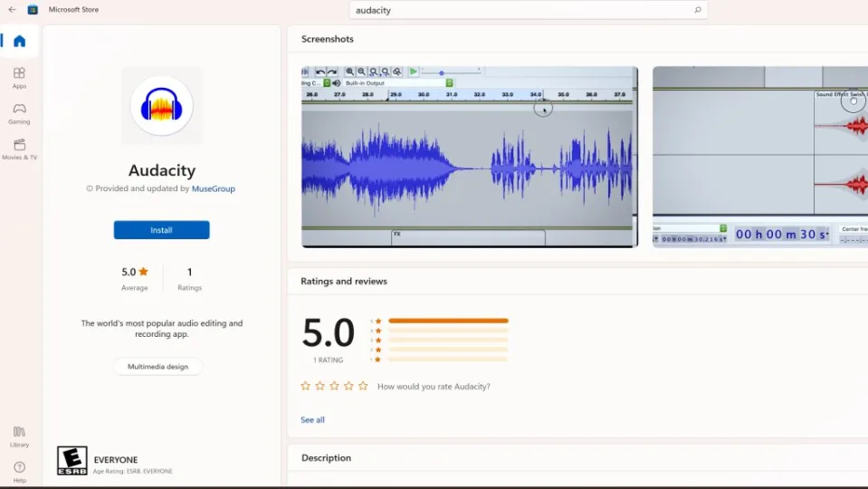 You can now get Audacity on the Microsoft Store for free