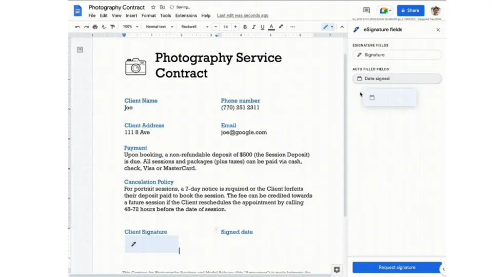 You will soon be able to add official signatures to Google Docs