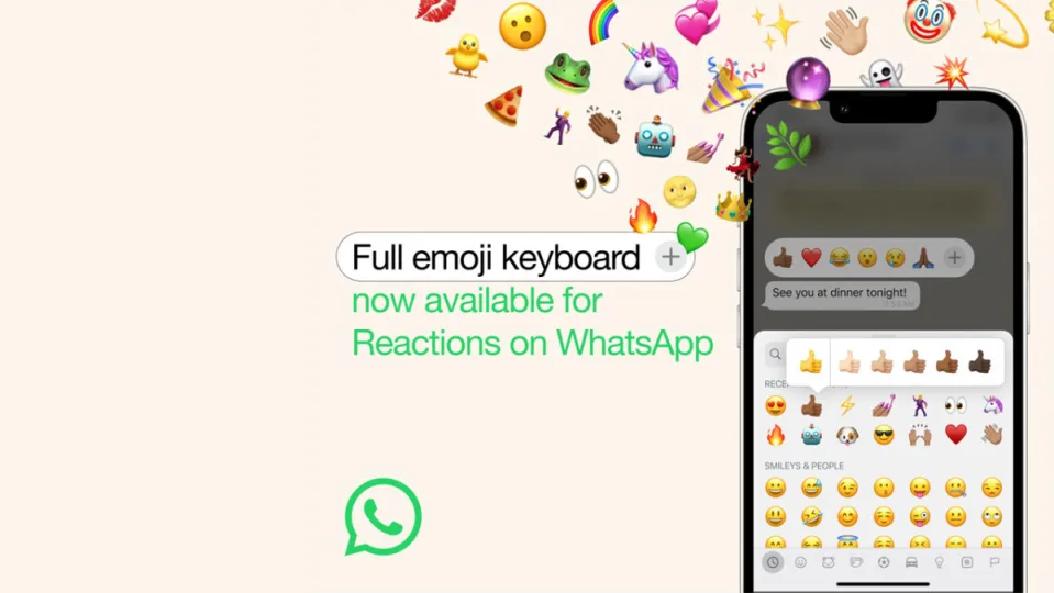 Full emoji keyboard is now available for WhatsApp message reactions
