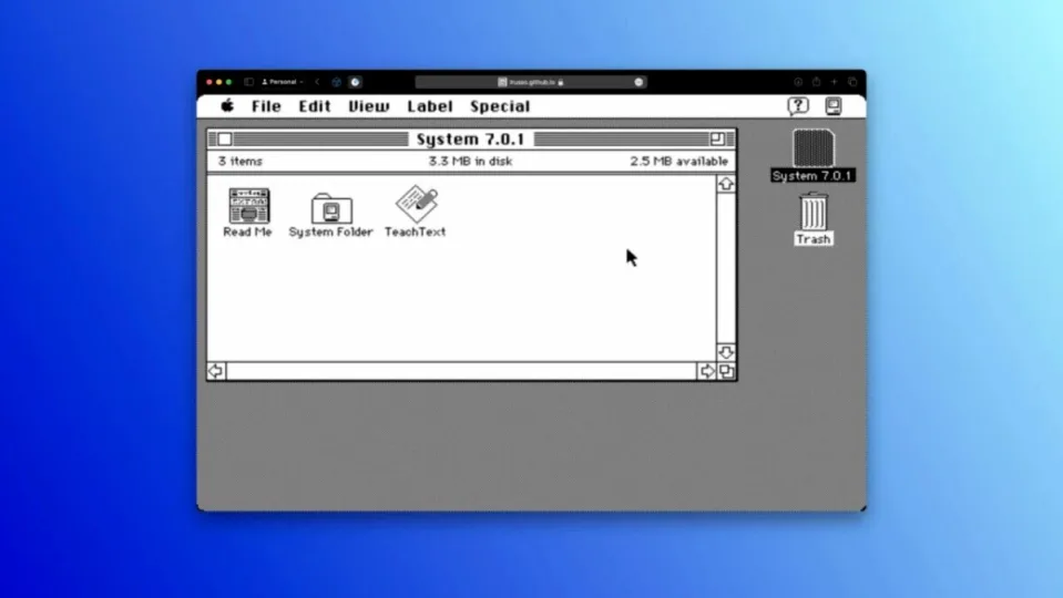System 7, the predecessor of macOS, lands in the browser: here we can play with the Mac from the 90s