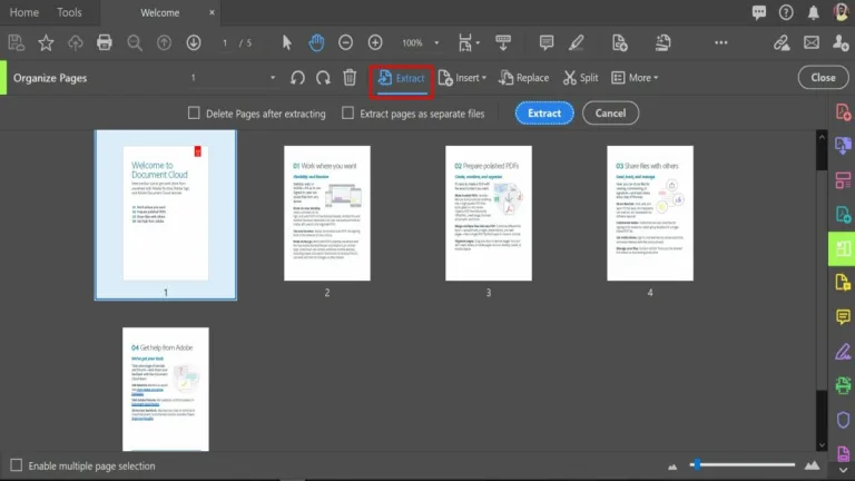 Steps for Extracting Single Pages from PDFs in Adobe Reader
