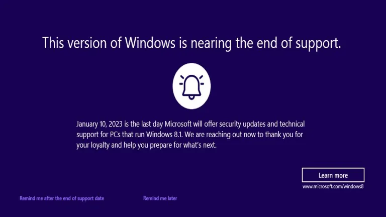 Microsoft nags Windows 8.1 users with fullscreen end of support warnings