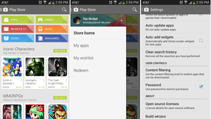 Google Play Store with sl…