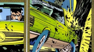 A car crashes into a comi…