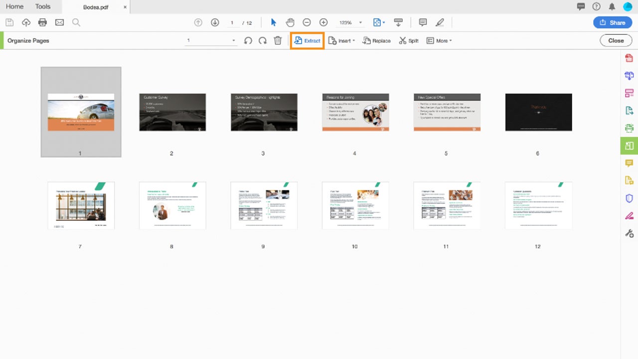 Cómo extraer páginas de un PDF en Adobe Acrobat Reader
