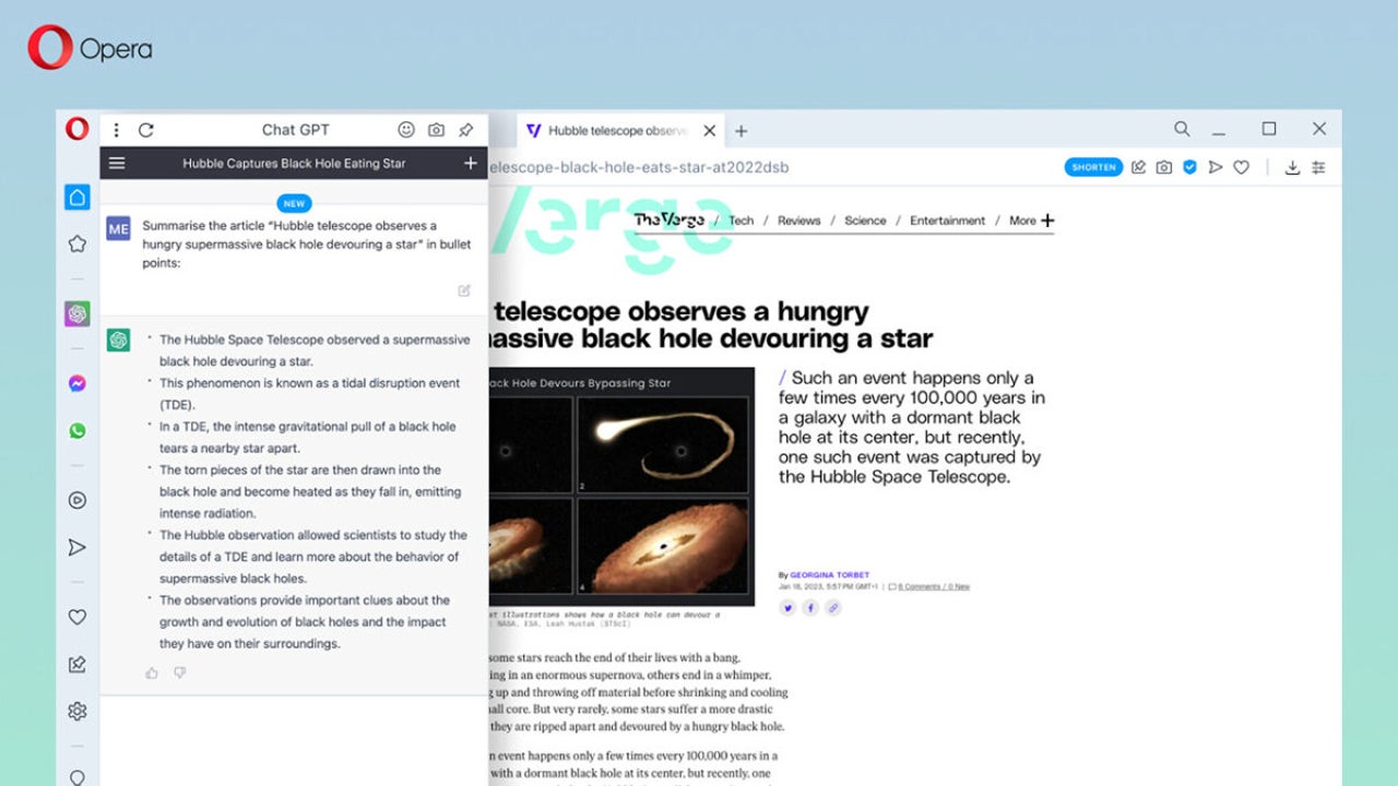 Más inteligencias artificiales en los navegadores: Opera anuncia una integración de ChatGPT